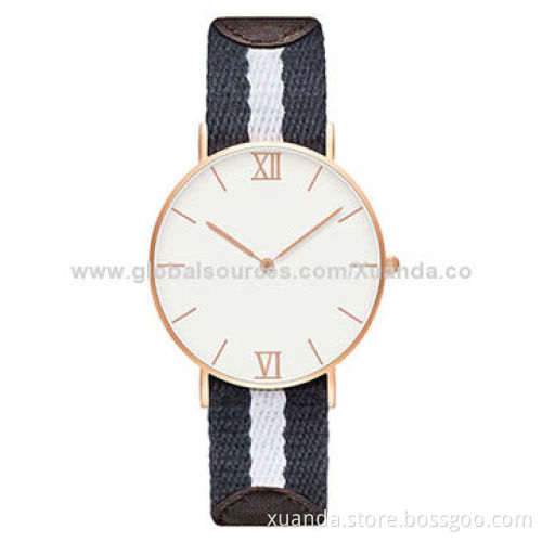 Cotton cloth strap, 316L steel case, new style, stainless watches, 2 years warranty
